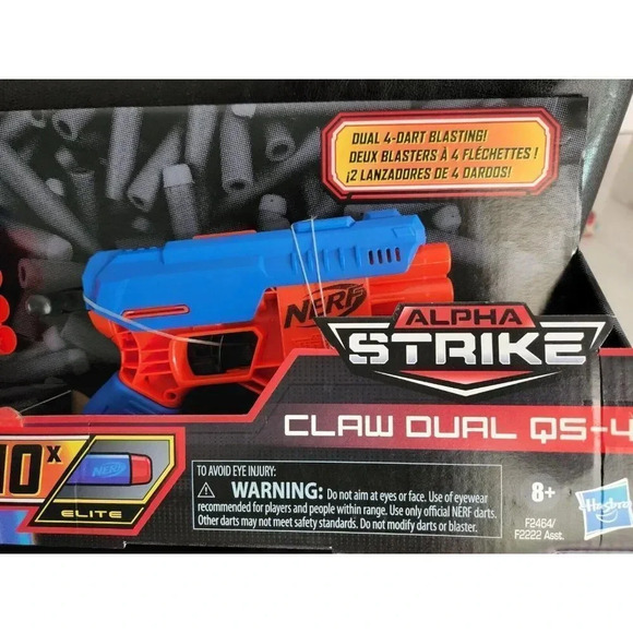 Nerf Alpha Strike Claw Dual QS-4 Blaster 10X Elite Foam Darts Hasbro 8+ - Picture 4 of 8